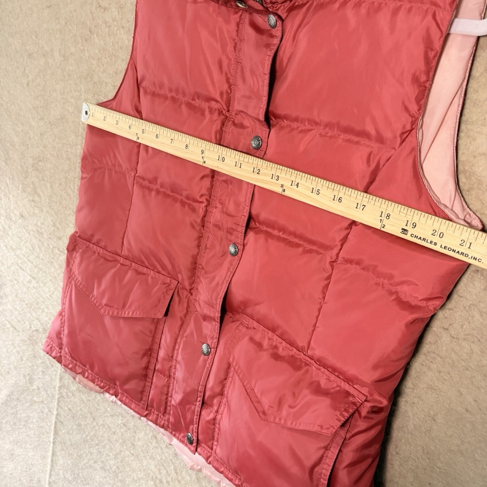 Roots Quilted Down Vest Womens Sz L Red Pink Full Zip Snap Mock Neck Pockets - Picture 8 of 8
